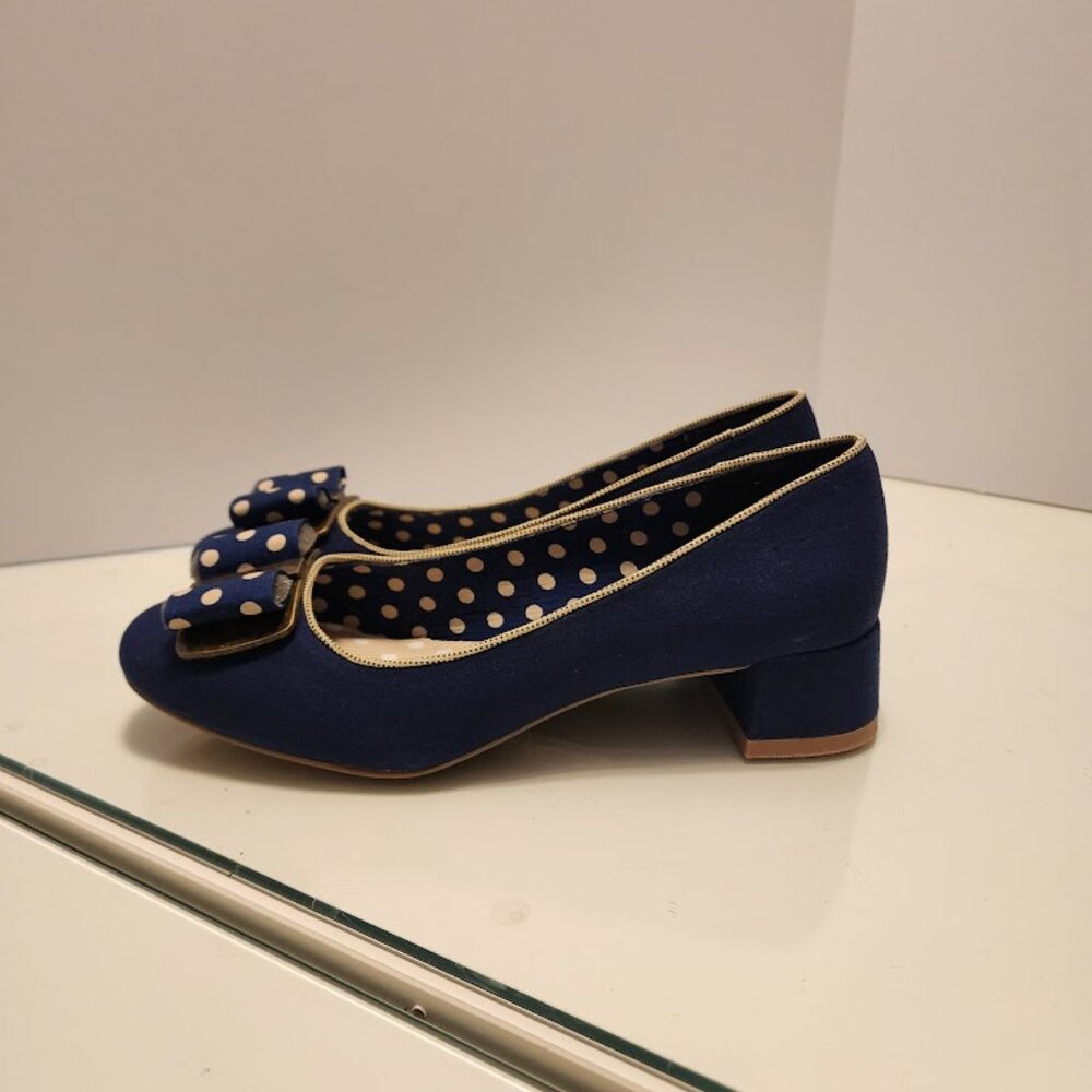 Ruby Shoo Navy Blue Mid-Heels with Bow - Picture 5 of 8